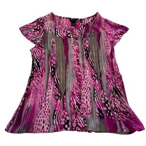 Lane Bryant Womens SZ 14/16 Accordion Blouse Top Short Sleeve Mauve Colors